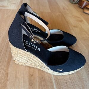 Castañer Black Espadrille Wedge Sandals